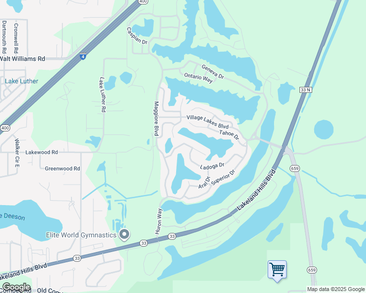 map of restaurants, bars, coffee shops, grocery stores, and more near 2471 Torrens Drive in Lakeland