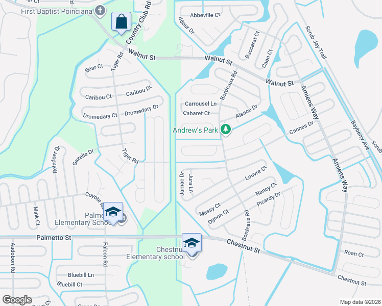 map of restaurants, bars, coffee shops, grocery stores, and more near 847 Franconville Court in Kissimmee