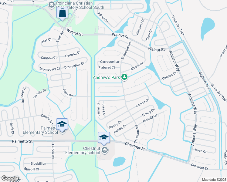 map of restaurants, bars, coffee shops, grocery stores, and more near 859 Franconville Court in Kissimmee