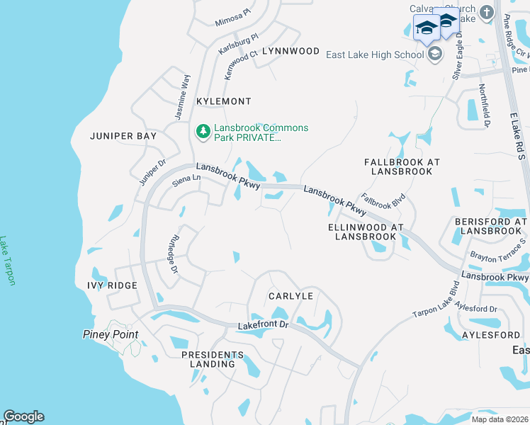 map of restaurants, bars, coffee shops, grocery stores, and more near 3972 Brightside Lane in Palm Harbor