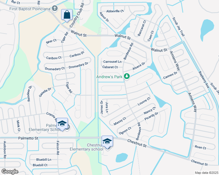 map of restaurants, bars, coffee shops, grocery stores, and more near 821 Franconville Court in Kissimmee