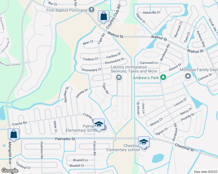 map of restaurants, bars, coffee shops, grocery stores, and more near 706 Gazelle Way in Kissimmee