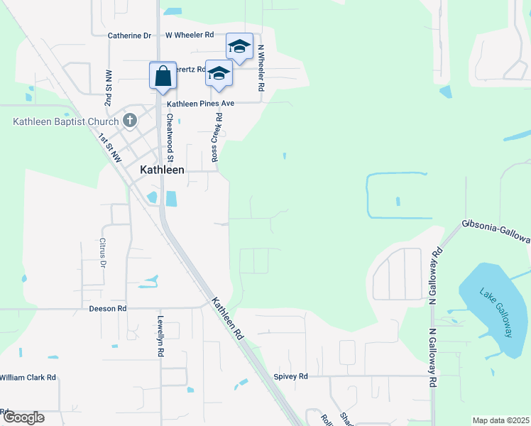 map of restaurants, bars, coffee shops, grocery stores, and more near 5829 Ross Creek Road in Lakeland