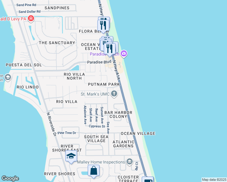 map of restaurants, bars, coffee shops, grocery stores, and more near 2092 Seawind Court in Melbourne
