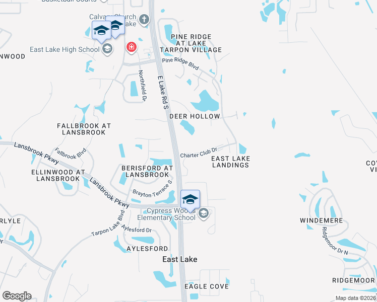 map of restaurants, bars, coffee shops, grocery stores, and more near 3151 Charter Club Drive in Tarpon Springs