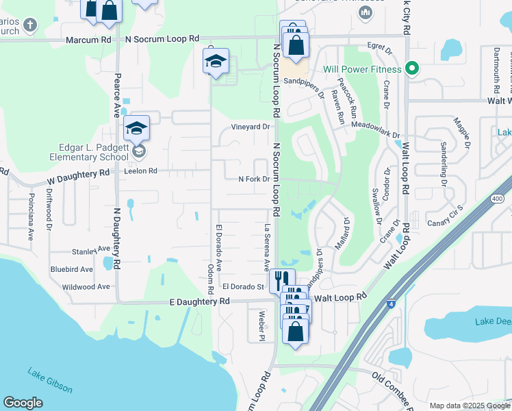 map of restaurants, bars, coffee shops, grocery stores, and more near 428 Corona Del Mar Street in Lakeland