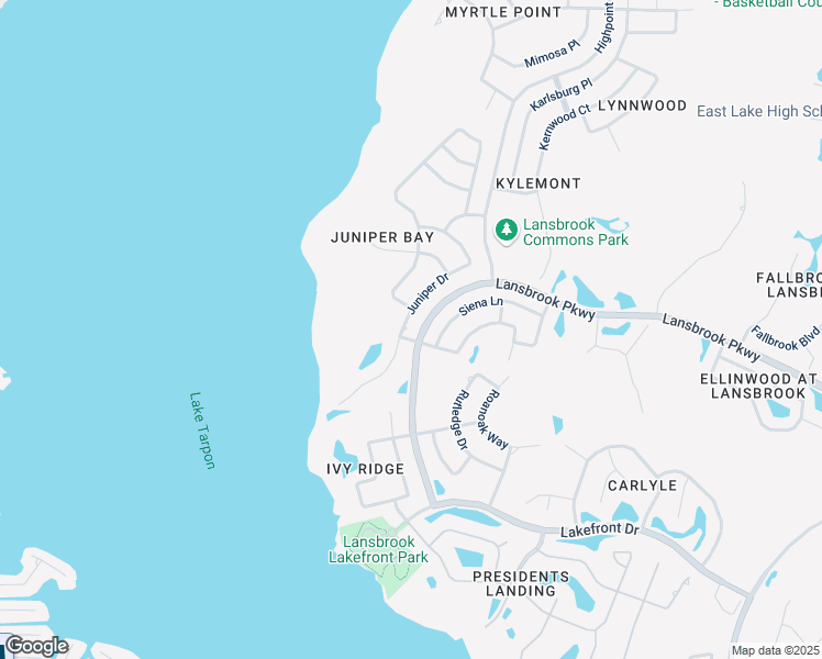map of restaurants, bars, coffee shops, grocery stores, and more near 4725 Juniper Drive in Palm Harbor