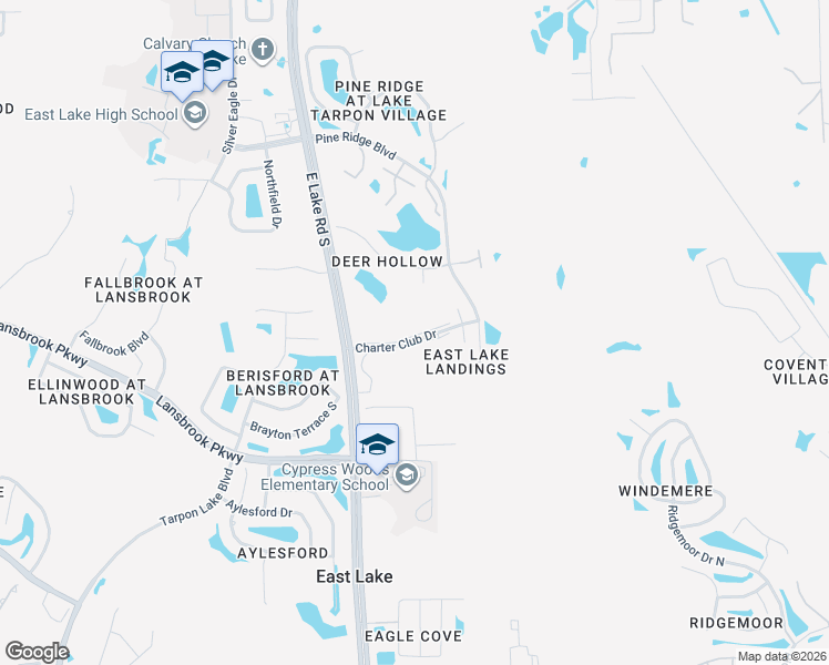 map of restaurants, bars, coffee shops, grocery stores, and more near 3180 Charter Club Drive in Tarpon Springs