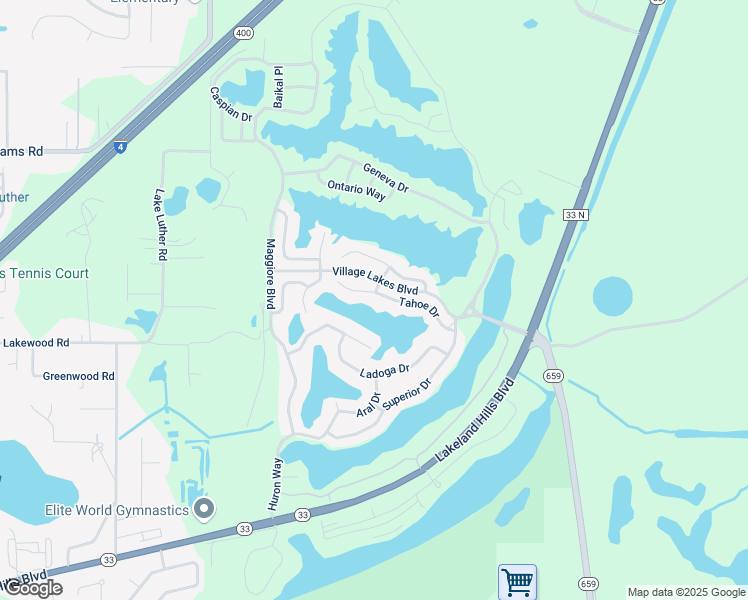 map of restaurants, bars, coffee shops, grocery stores, and more near 2443 Tahoe Drive in Lakeland