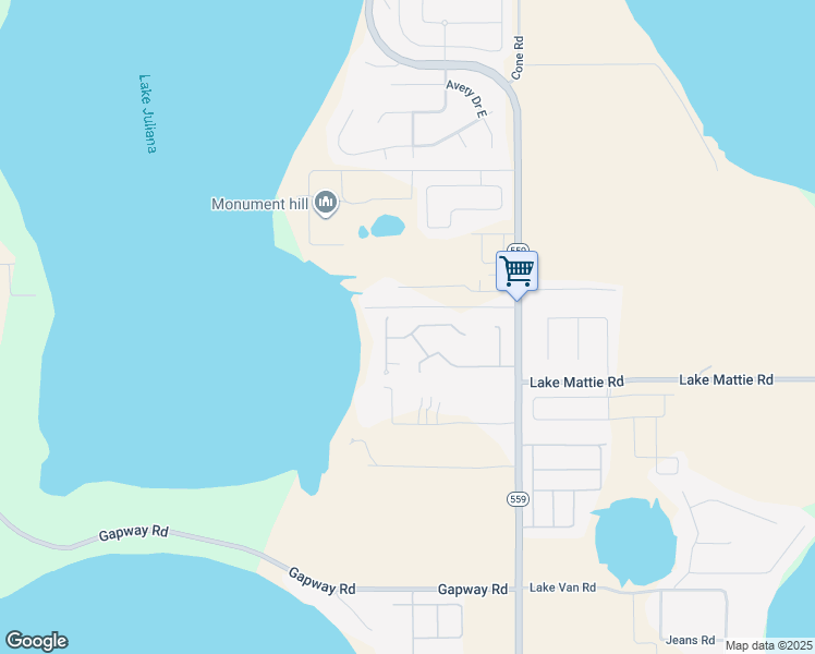 map of restaurants, bars, coffee shops, grocery stores, and more near 102 Image Court in Auburndale