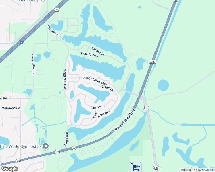 map of restaurants, bars, coffee shops, grocery stores, and more near 2480 Tahoe Drive in Lakeland