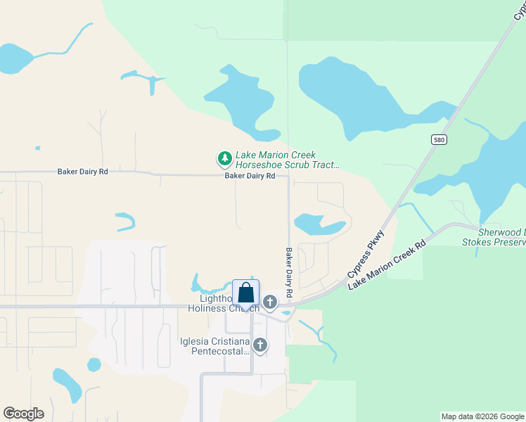 map of restaurants, bars, coffee shops, grocery stores, and more near 5509 Baker Dairy Road in Haines City
