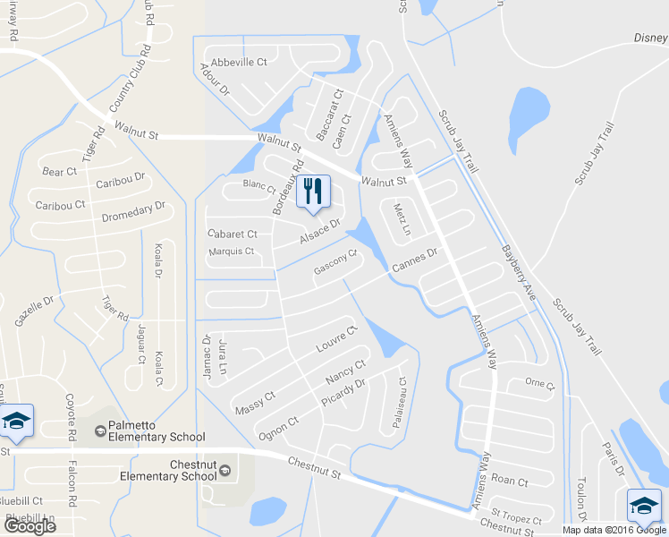 map of restaurants, bars, coffee shops, grocery stores, and more near 940 Gascony Court in Kissimmee