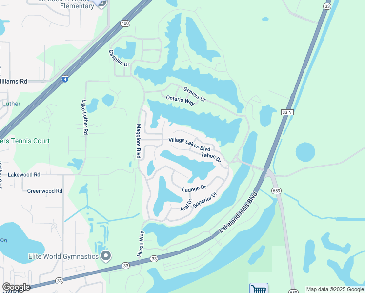 map of restaurants, bars, coffee shops, grocery stores, and more near 2430 Tahoe Drive in Lakeland