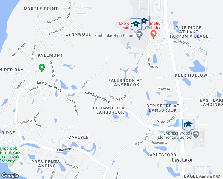 map of restaurants, bars, coffee shops, grocery stores, and more near 4786 Kylemore Court in Palm Harbor