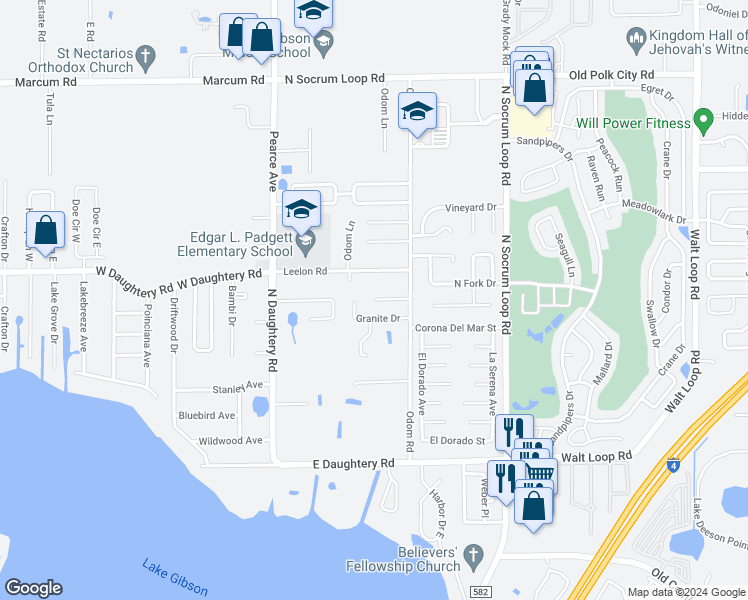 map of restaurants, bars, coffee shops, grocery stores, and more near 201 Marble Lane in Lakeland