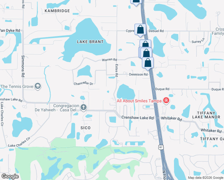map of restaurants, bars, coffee shops, grocery stores, and more near 17220 Estes Road in Lutz
