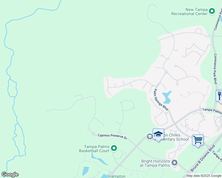 map of restaurants, bars, coffee shops, grocery stores, and more near 16315 Sambourne Lane in Tampa