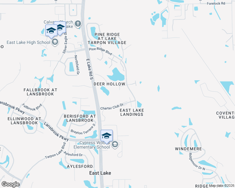 map of restaurants, bars, coffee shops, grocery stores, and more near 3166 Lake Pine Way South in Tarpon Springs