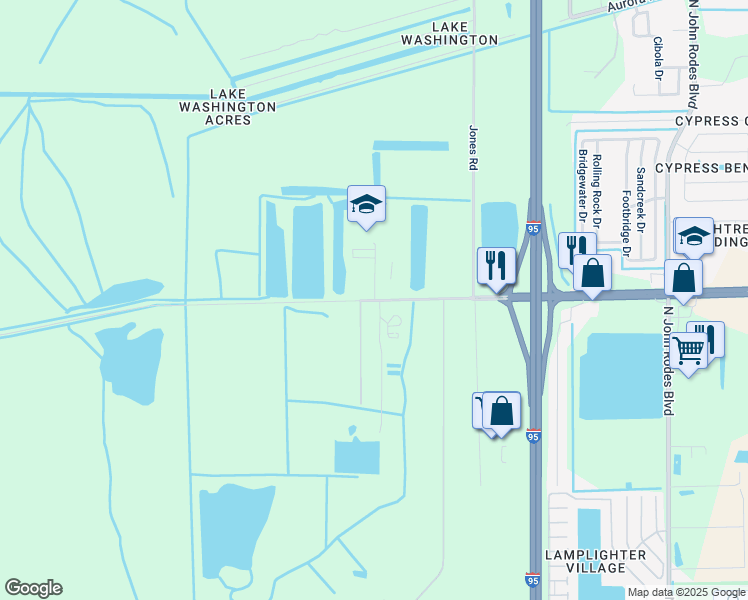 map of restaurants, bars, coffee shops, grocery stores, and more near 1000 Inspiration Lane in Melbourne