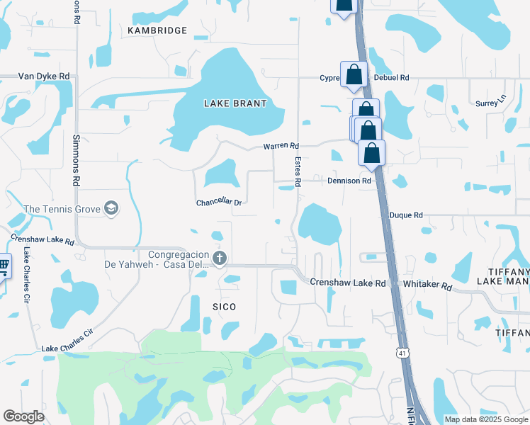 map of restaurants, bars, coffee shops, grocery stores, and more near 17302 Lynndan Drive in Lutz