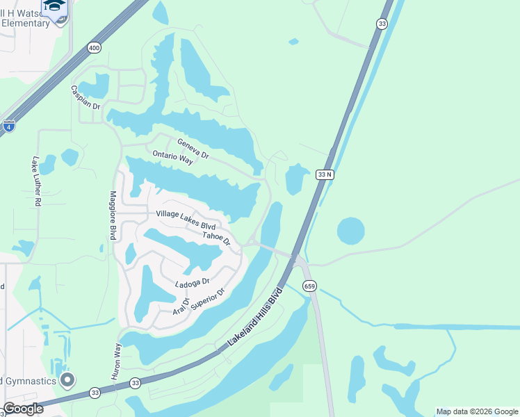 map of restaurants, bars, coffee shops, grocery stores, and more near 2526 Village Lakes Boulevard in Lakeland