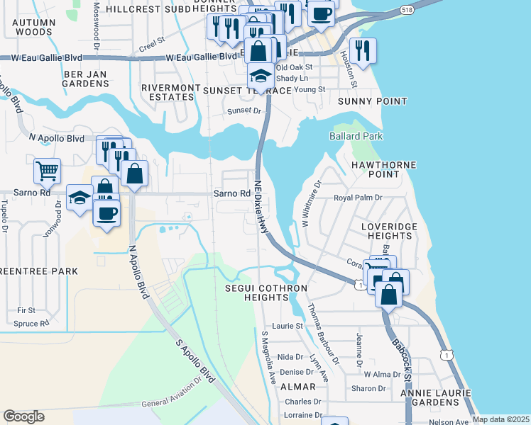 map of restaurants, bars, coffee shops, grocery stores, and more near in Melbourne