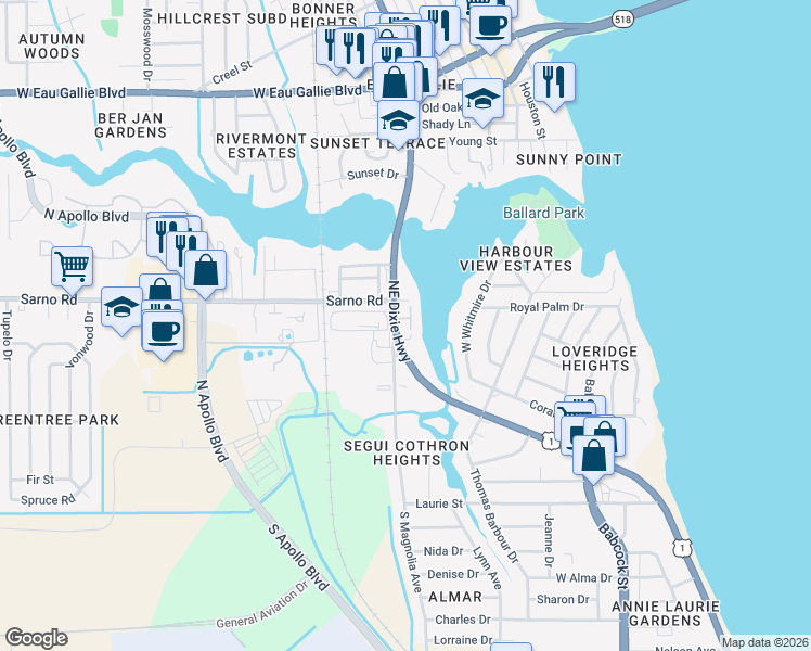 map of restaurants, bars, coffee shops, grocery stores, and more near in Melbourne