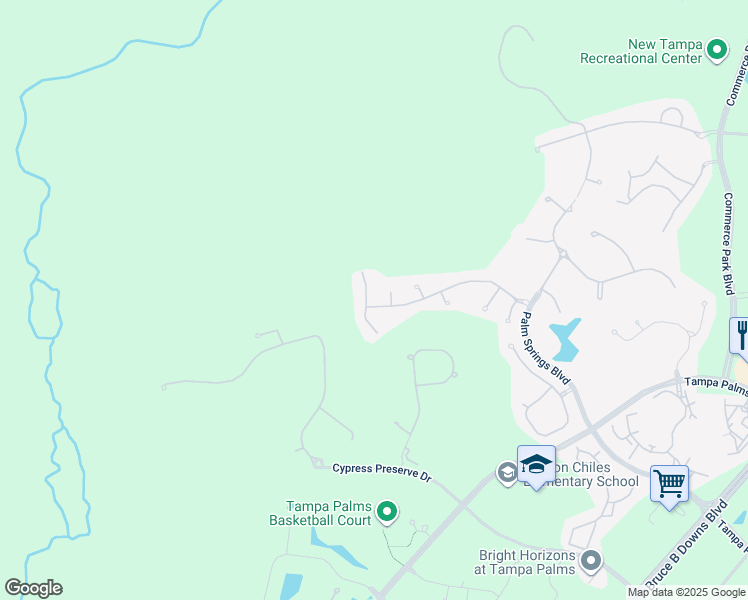 map of restaurants, bars, coffee shops, grocery stores, and more near 16315 Sambourne Lane in Tampa