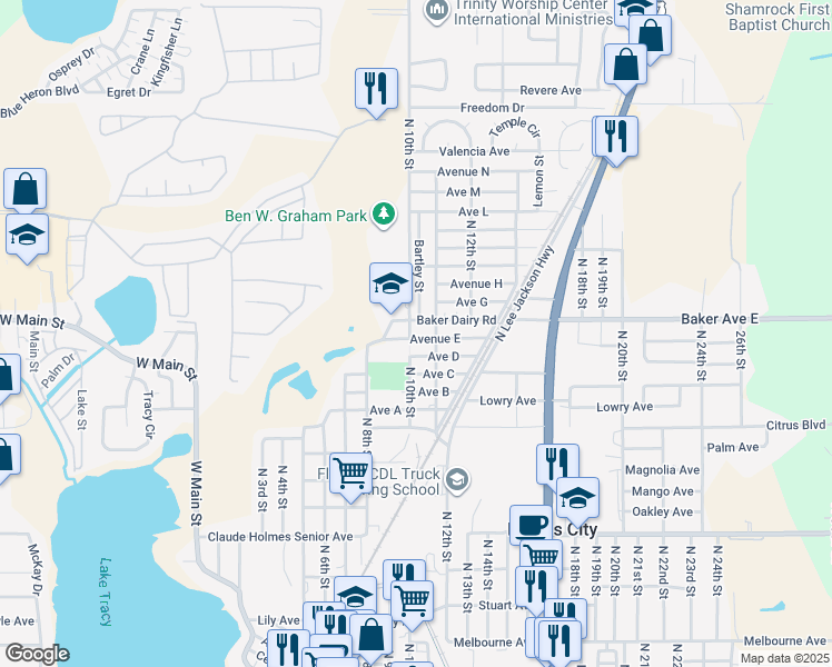 map of restaurants, bars, coffee shops, grocery stores, and more near 1400 Doctor martin Luther King Junior Way in Haines City