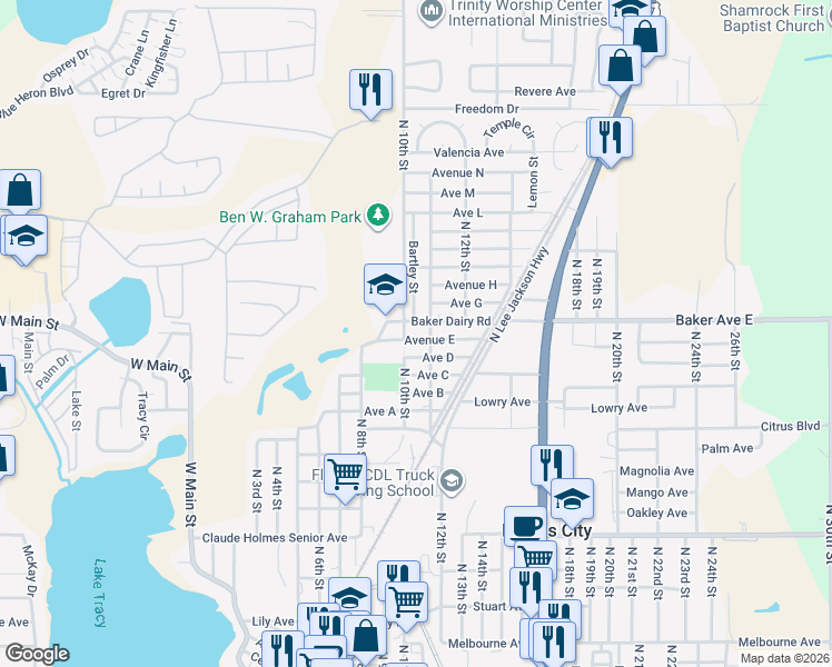 map of restaurants, bars, coffee shops, grocery stores, and more near 1400 Doctor martin Luther King Junior Way in Haines City