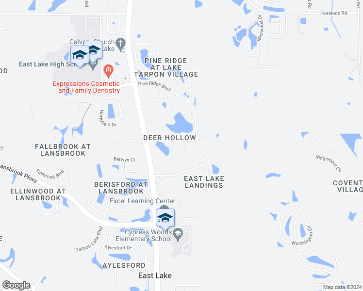 map of restaurants, bars, coffee shops, grocery stores, and more near 3166 Lake Pine Way South in Tarpon Springs