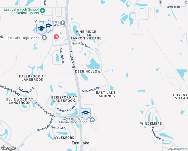 map of restaurants, bars, coffee shops, grocery stores, and more near 3166 Lake Pine Way South in Tarpon Springs
