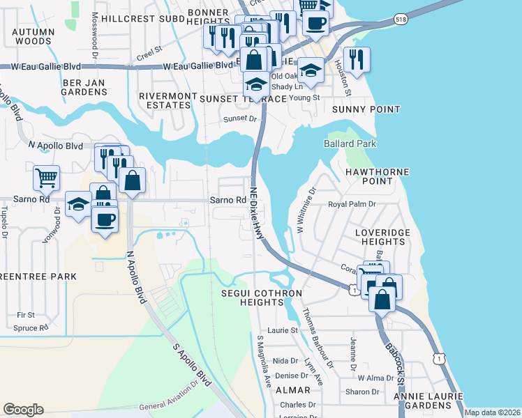 map of restaurants, bars, coffee shops, grocery stores, and more near in Melbourne