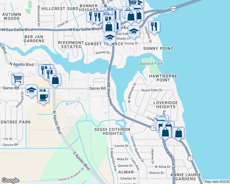map of restaurants, bars, coffee shops, grocery stores, and more near 913 Paddleboard Court in Melbourne