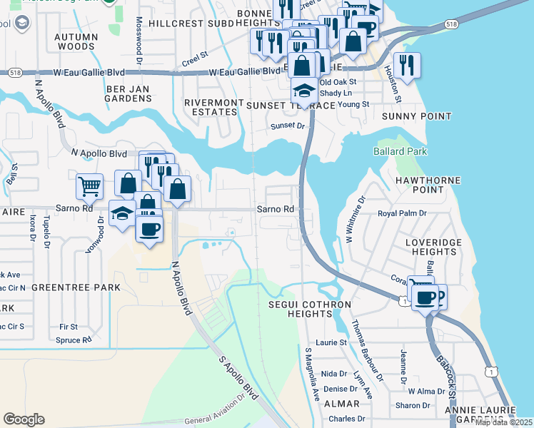 map of restaurants, bars, coffee shops, grocery stores, and more near 863 Hemlock Street in Melbourne