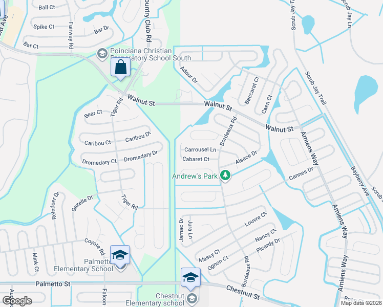 map of restaurants, bars, coffee shops, grocery stores, and more near 837 Blanc Court in Kissimmee
