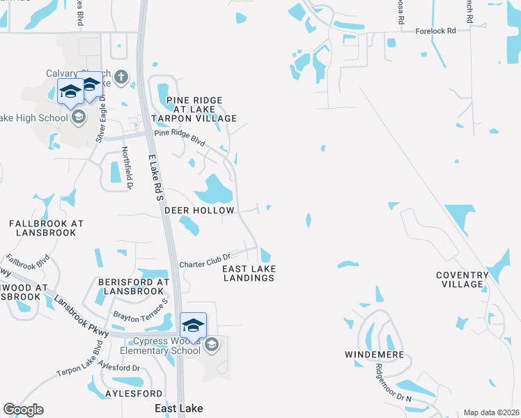 map of restaurants, bars, coffee shops, grocery stores, and more near 3211 Lake Pine Way East in Tarpon Springs
