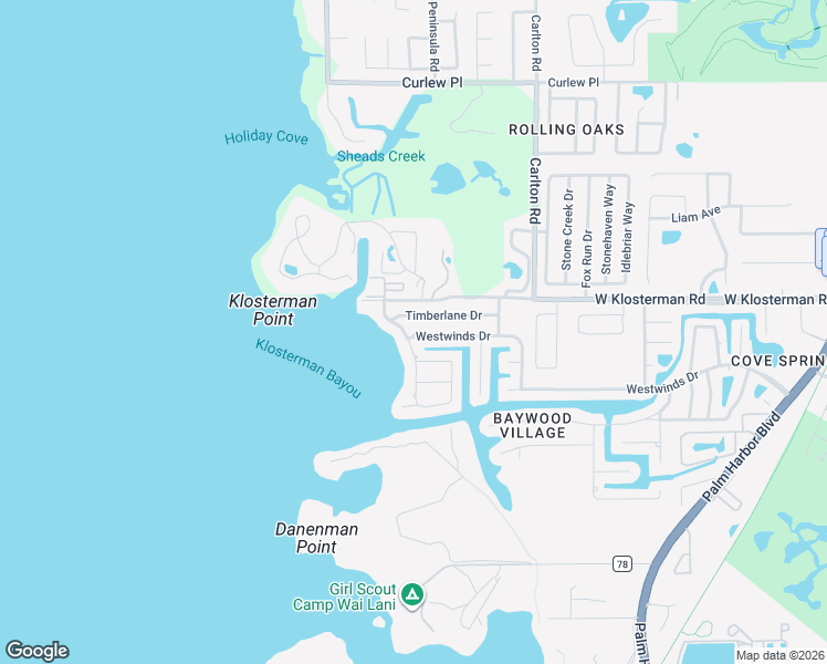 map of restaurants, bars, coffee shops, grocery stores, and more near 210 Timberlane Drive in Palm Harbor
