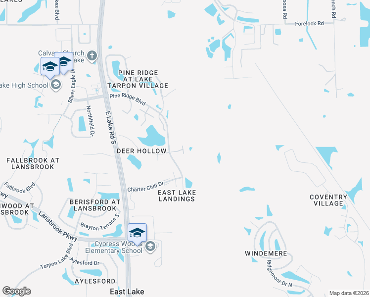 map of restaurants, bars, coffee shops, grocery stores, and more near 3211 Lake Pine Way East in Tarpon Springs