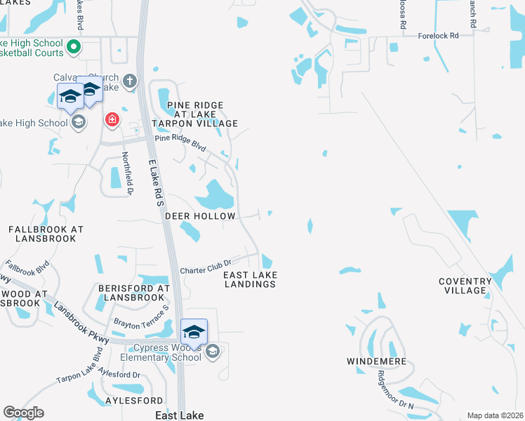 map of restaurants, bars, coffee shops, grocery stores, and more near 3232 Lake Pine Way East in Tarpon Springs
