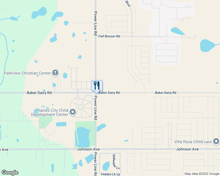 map of restaurants, bars, coffee shops, grocery stores, and more near 4652 Baker Dairy Road in Haines City