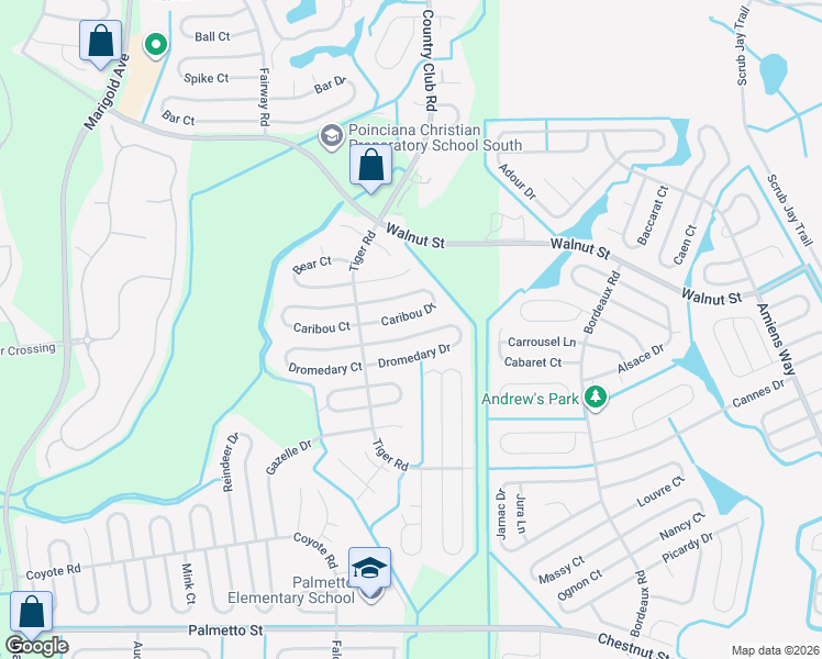 map of restaurants, bars, coffee shops, grocery stores, and more near 717 Dromedary Drive in Kissimmee