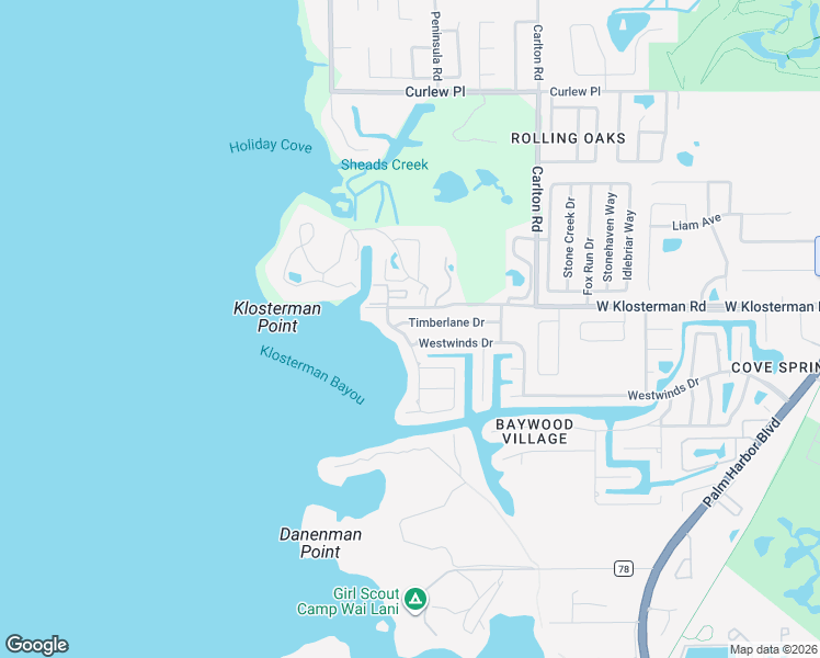 map of restaurants, bars, coffee shops, grocery stores, and more near 210 Timberlane Drive in Palm Harbor