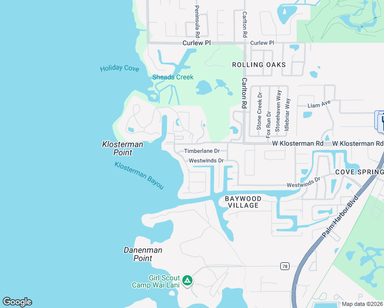 map of restaurants, bars, coffee shops, grocery stores, and more near 210 Timberlane Drive in Palm Harbor
