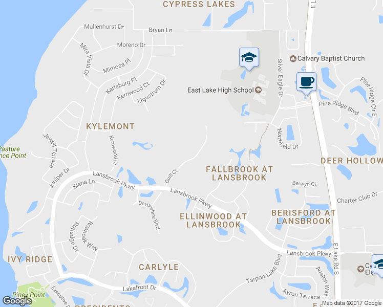 map of restaurants, bars, coffee shops, grocery stores, and more near 4964 Quill Court in Palm Harbor
