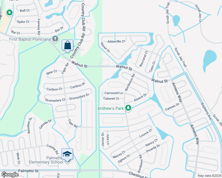 map of restaurants, bars, coffee shops, grocery stores, and more near 837 Blanc Court in Kissimmee