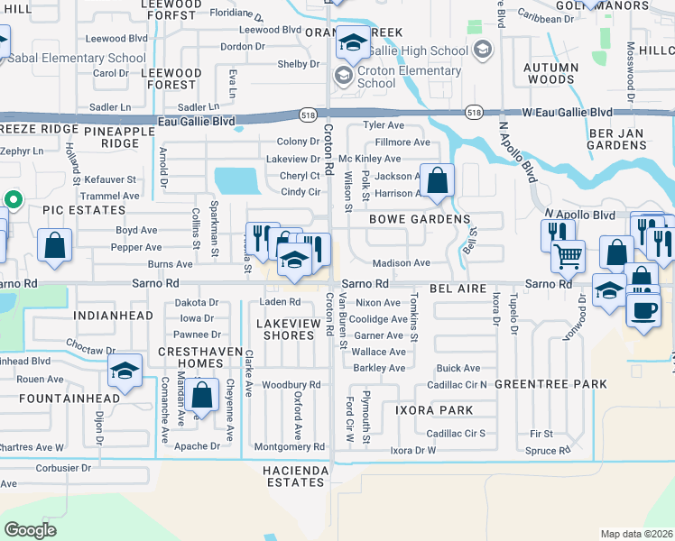 map of restaurants, bars, coffee shops, grocery stores, and more near in Melbourne