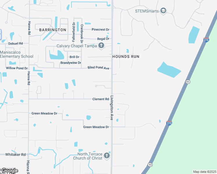 map of restaurants, bars, coffee shops, grocery stores, and more near 17308 Livingston Avenue in Lutz