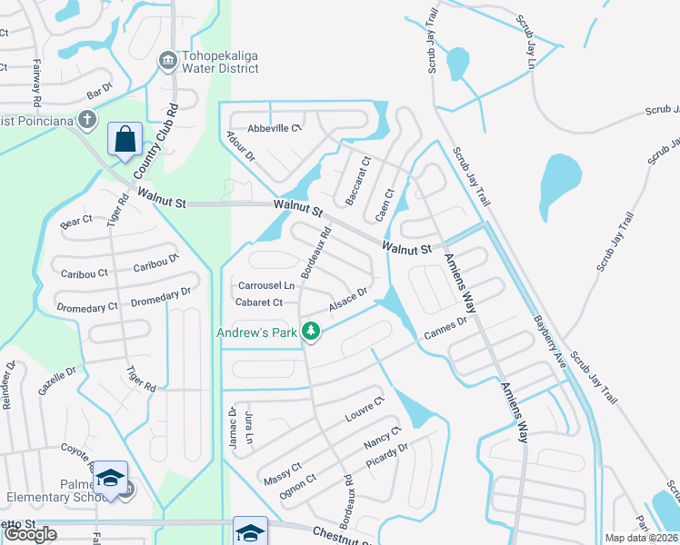 map of restaurants, bars, coffee shops, grocery stores, and more near 915 Bonneville Lane in Kissimmee